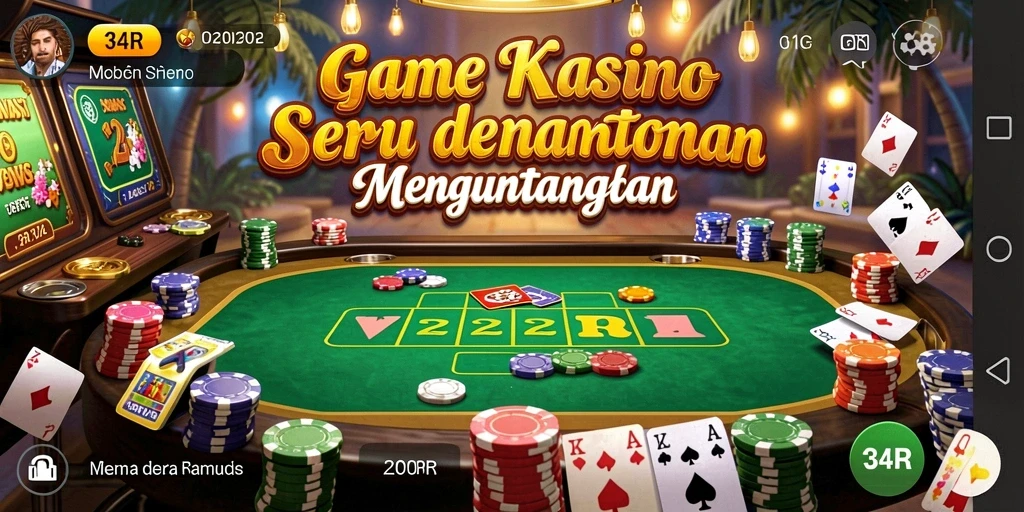 Tampilan permainan Kasino seru di aplikasi 34R.