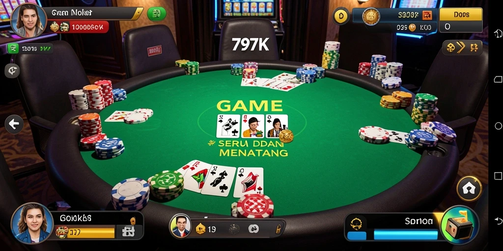 Screenshot utama 797K menampilkan pertandingan poker yang intens dan seru.