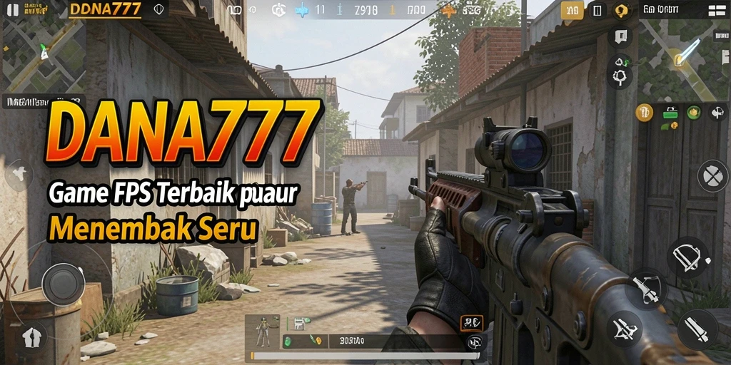 Menggambarkan aksi seru dalam gameplay FPS DANA777.
