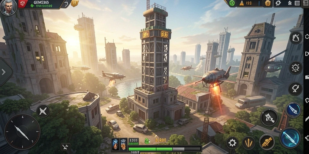Screenshot gameplay GEMS365 menampilkan aksi pertahanan menara yang mendebarkan.
