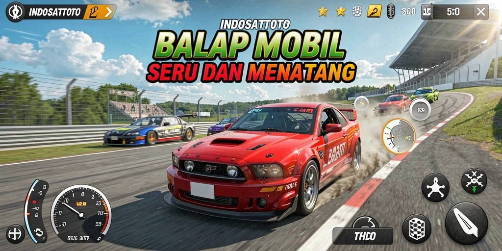 Tangkapan layar menunjukkan aksi balapan di INDOSATTOTO yang memukau.