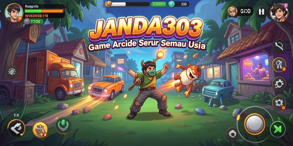Tangkapan layar gameplay JANDA303 menampilkan karakter bergerak cepat dan tantangan menarik.