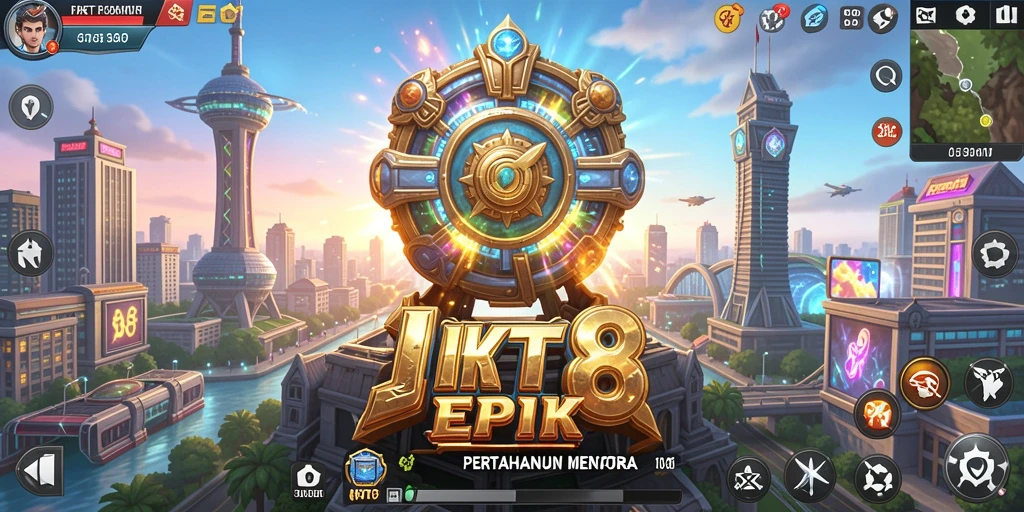Tangkapan layar gameplay JKT8 yang menampilkan pertempuran menara yang seru.