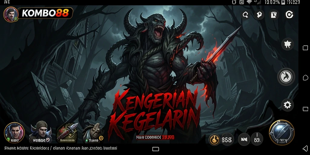 Screenshot gameplay KOMBO88 yang menampilkan suasana Horror yang mencekam.