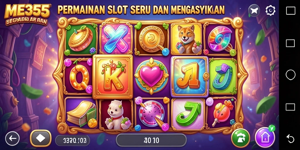 Gameplay menarik dari ME355 dengan simbol slot beragam.
