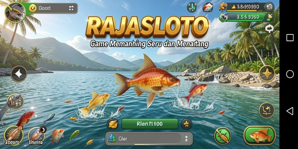 Tampilan gameplay RAJASLOTO yang menampilkan pengalaman memancing realistis.