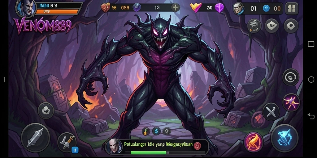 Screenshot gameplay Idle yang menampilkan aksi karakter dan pengelolaan sumber daya.